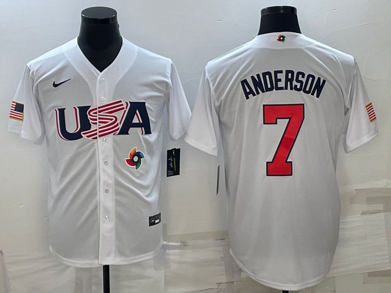 Men 2023 World Cub USA #7 Anderson White Nike MLB Jersey8